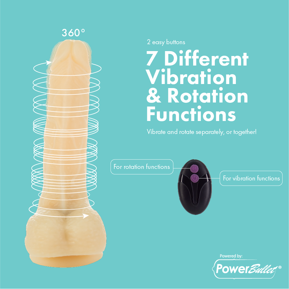 Pure Love®  -  Vibrating and Rotating Dildo with Remote - Beige
