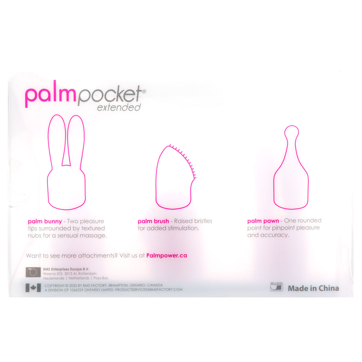 PalmPower - PalmPocket Extended - Silicone Massage Heads - For Use with PalmPower Pocket - Pink