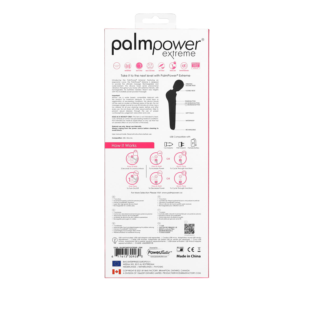 PalmPower - Extreme - Baguette massante rechargeable - Fuschia
