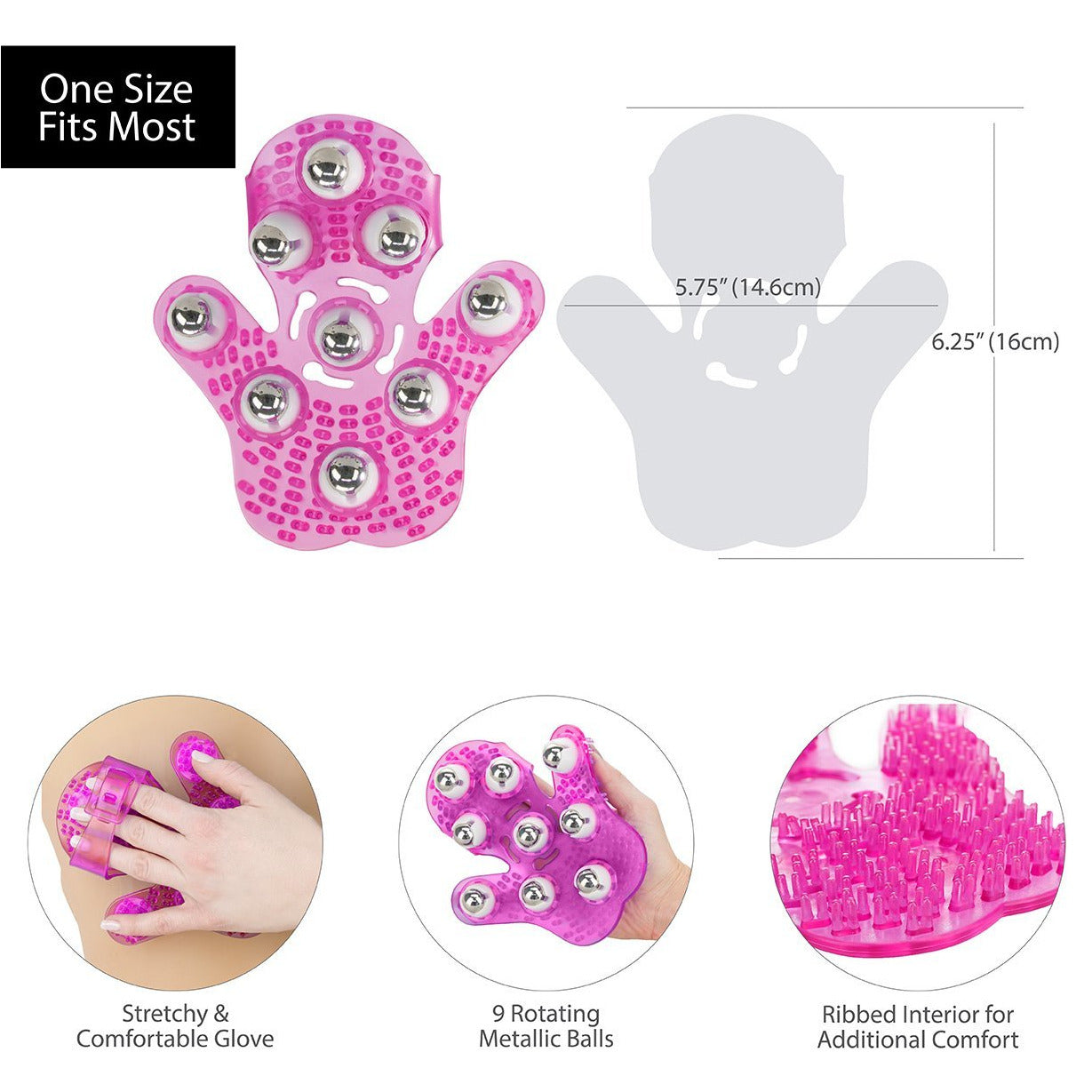 Roller Ball Massage Glove - Pink