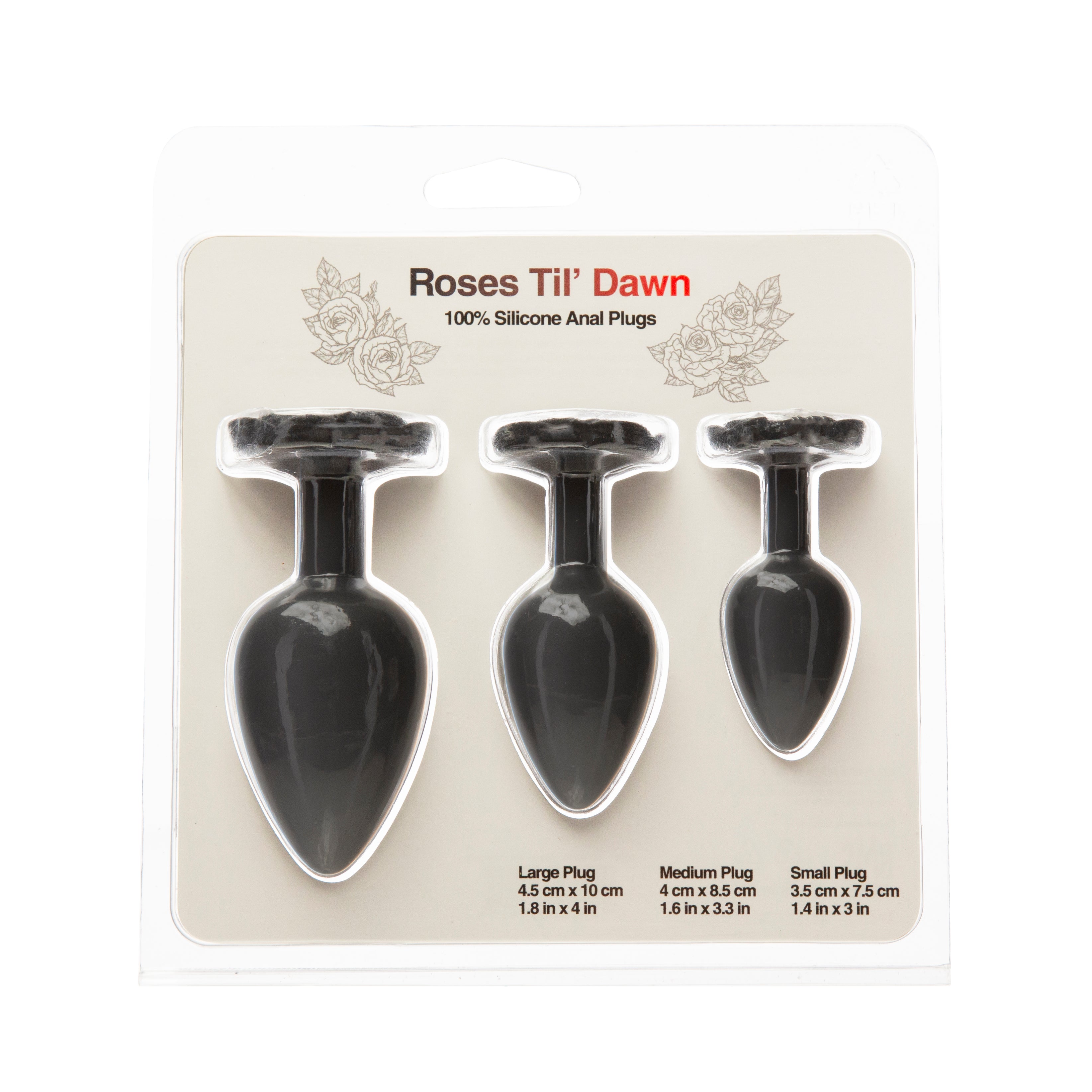 Roses Til' Dawn - Kit de plugs anaux en silicone - Kit de démarrage - Noir