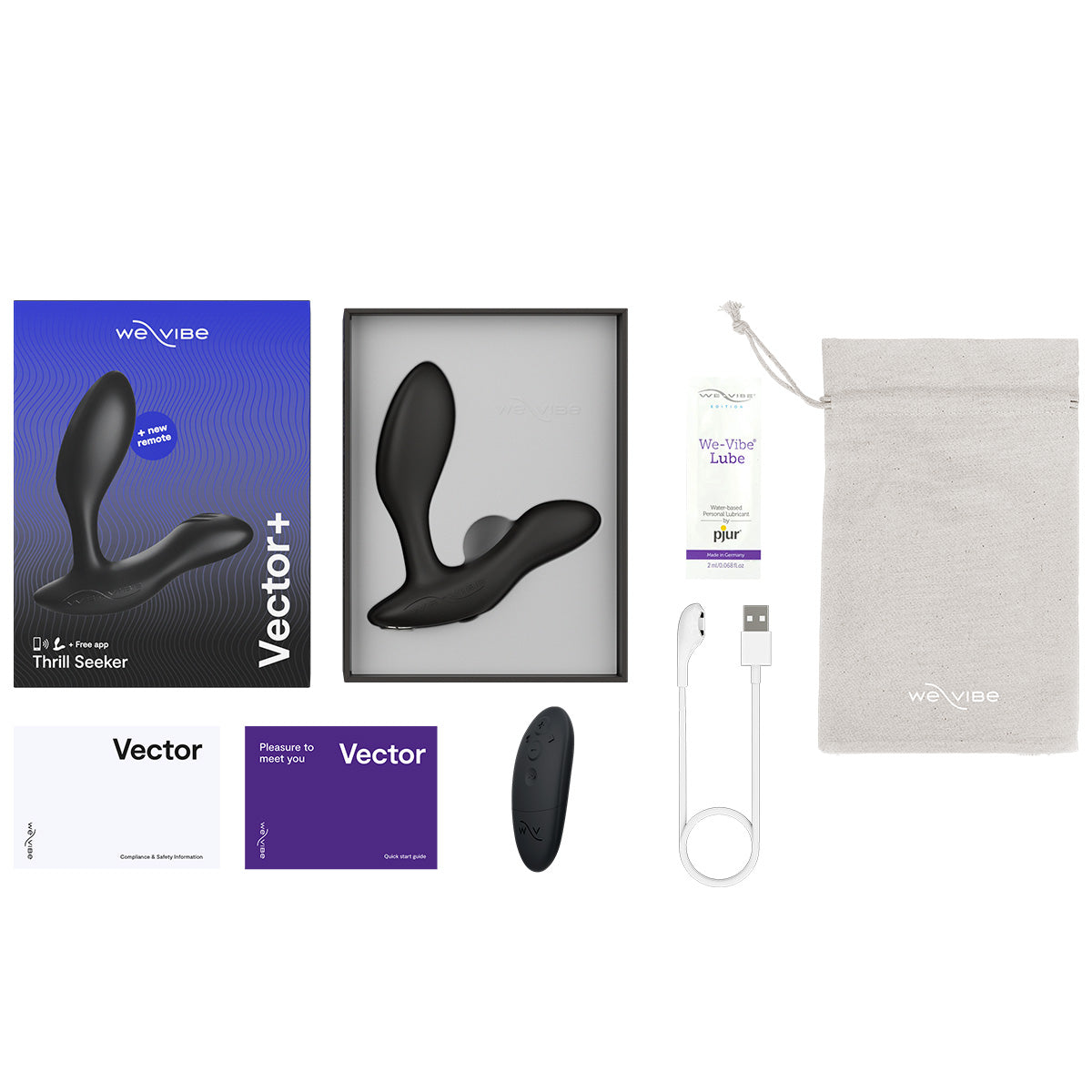 We-Vibe® Vector+ - Vibrating Prostate Massager - Charcoal Black