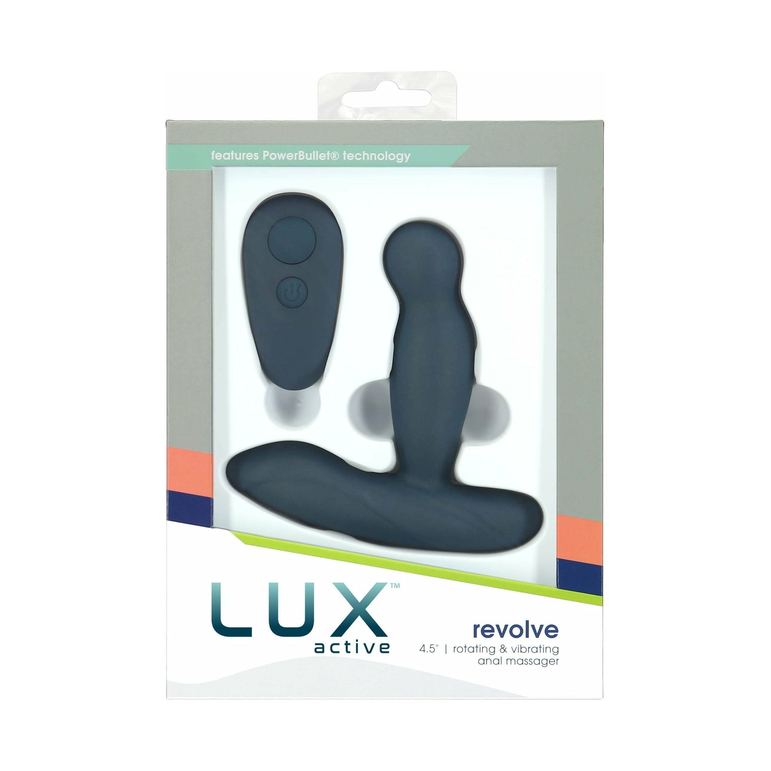 LUX active - Revolve Rotating & Vibrating Anal Massager Remote Included - 4.5" - Dark Blue
