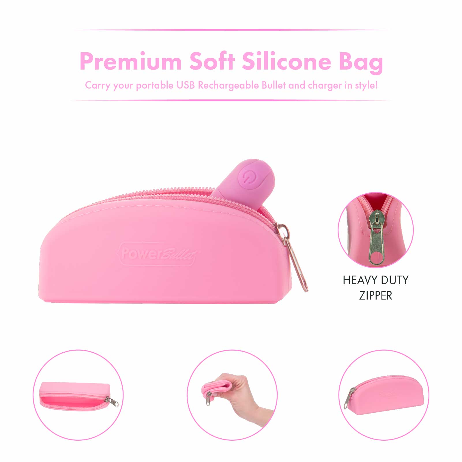 Pure Love® - Balle vibrante rechargeable avec étui en silicone - Rose