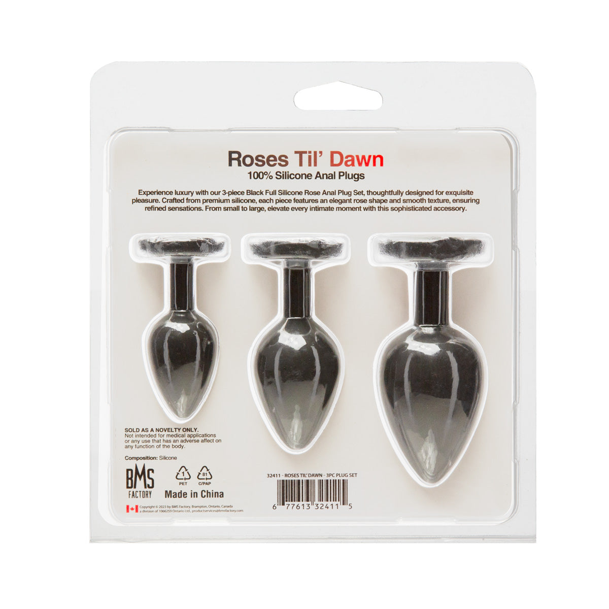 Roses Til' Dawn - Silicone Anal Plug Kit - Starter Kit - Black
