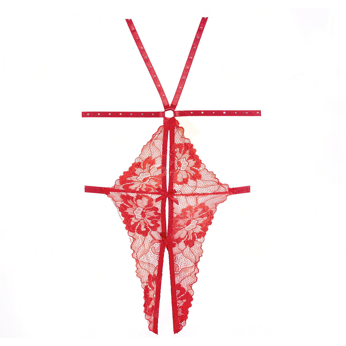 Allure - Lilly Lace Open Teddy - Red