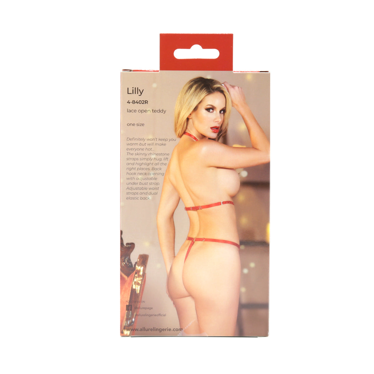Allure - Lilly Lace Open Teddy - Red