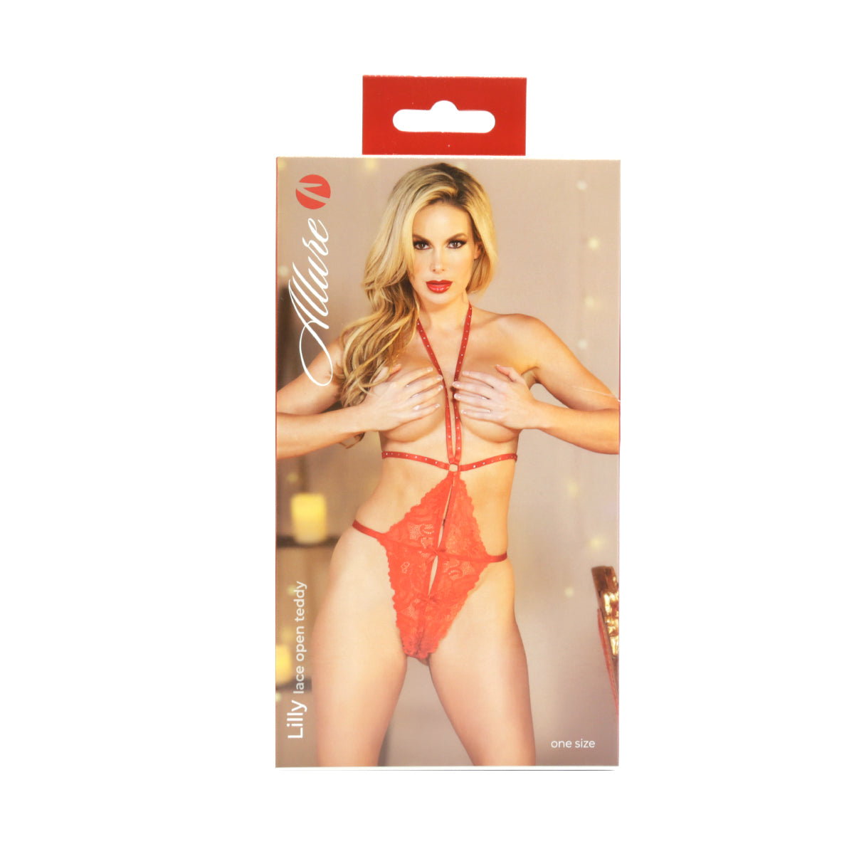 Allure - Lilly Lace Open Teddy - Red