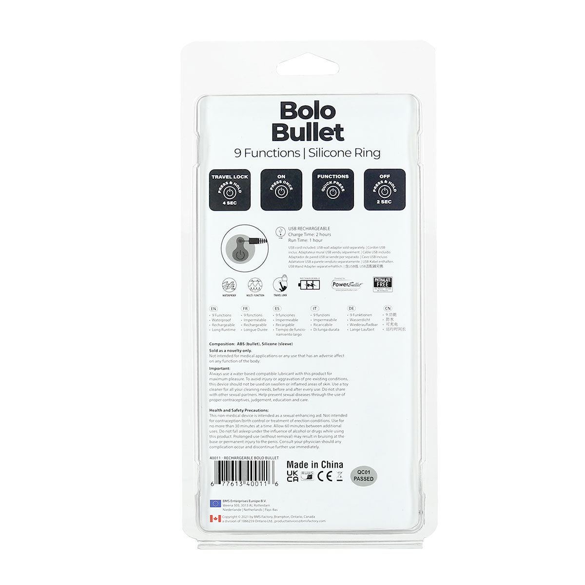 BMS - Bolo Bullet - Vibrating Adjustable Cock Tie
