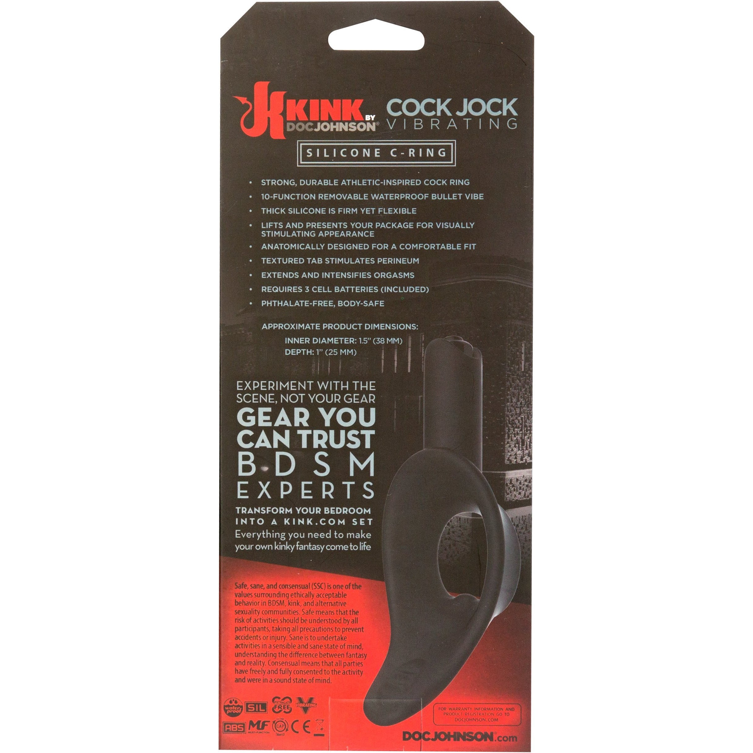 Doc Johnson Kink - Anneau pénien vibrant en silicone C-Ring