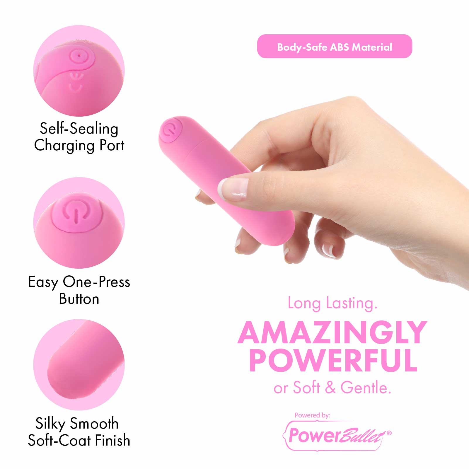 Pure Love® - Balle vibrante rechargeable avec étui en silicone - Rose