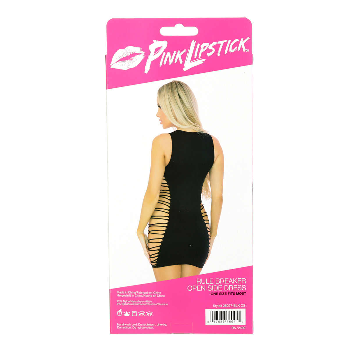 Robe ouverte sur les côtés Pink Lipstick Rule Breaker - Noire - Taille unique
