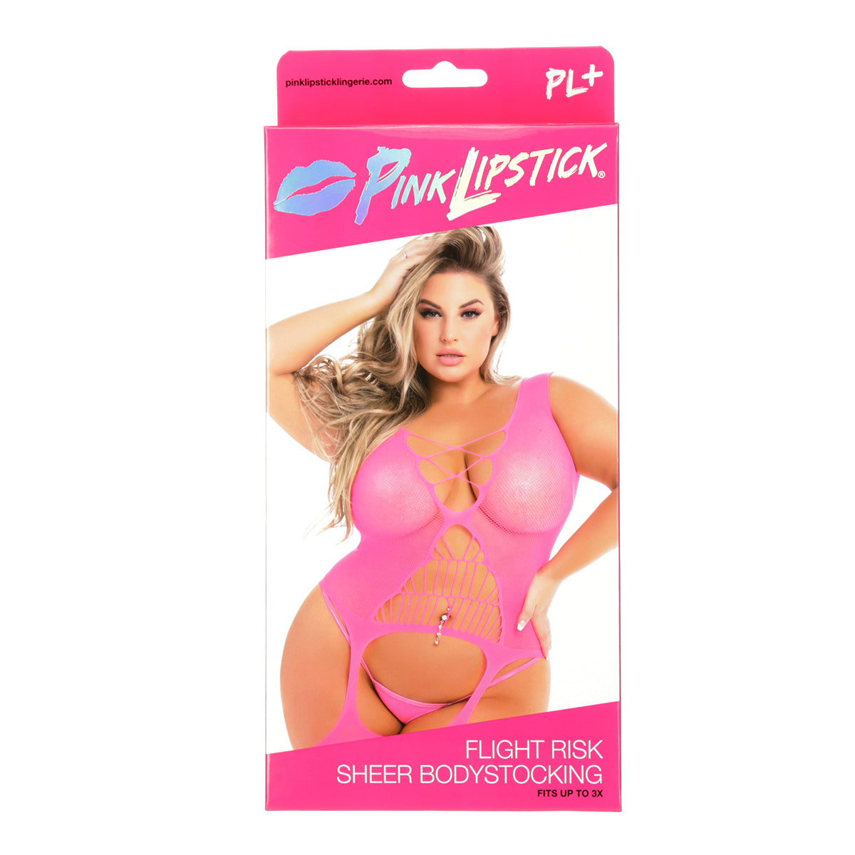 Bodystocking transparent Pink Lipstick Flight Risk – Rose – Grande taille