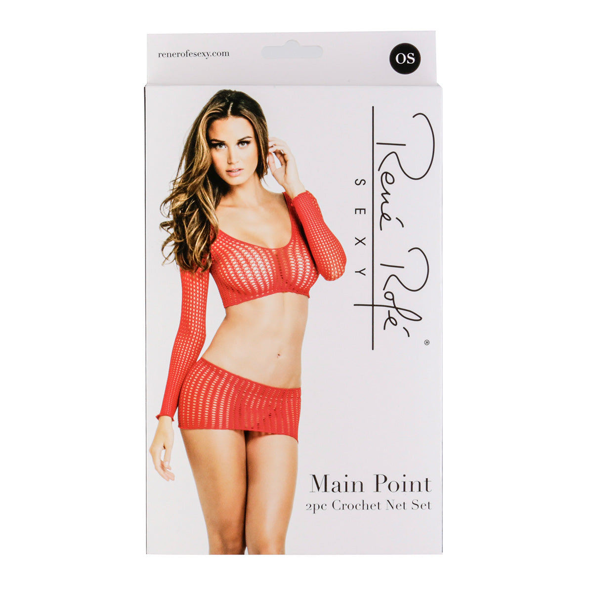 Ensemble 2 pièces en filet crocheté Rene Rofe – Rouge – Taille unique