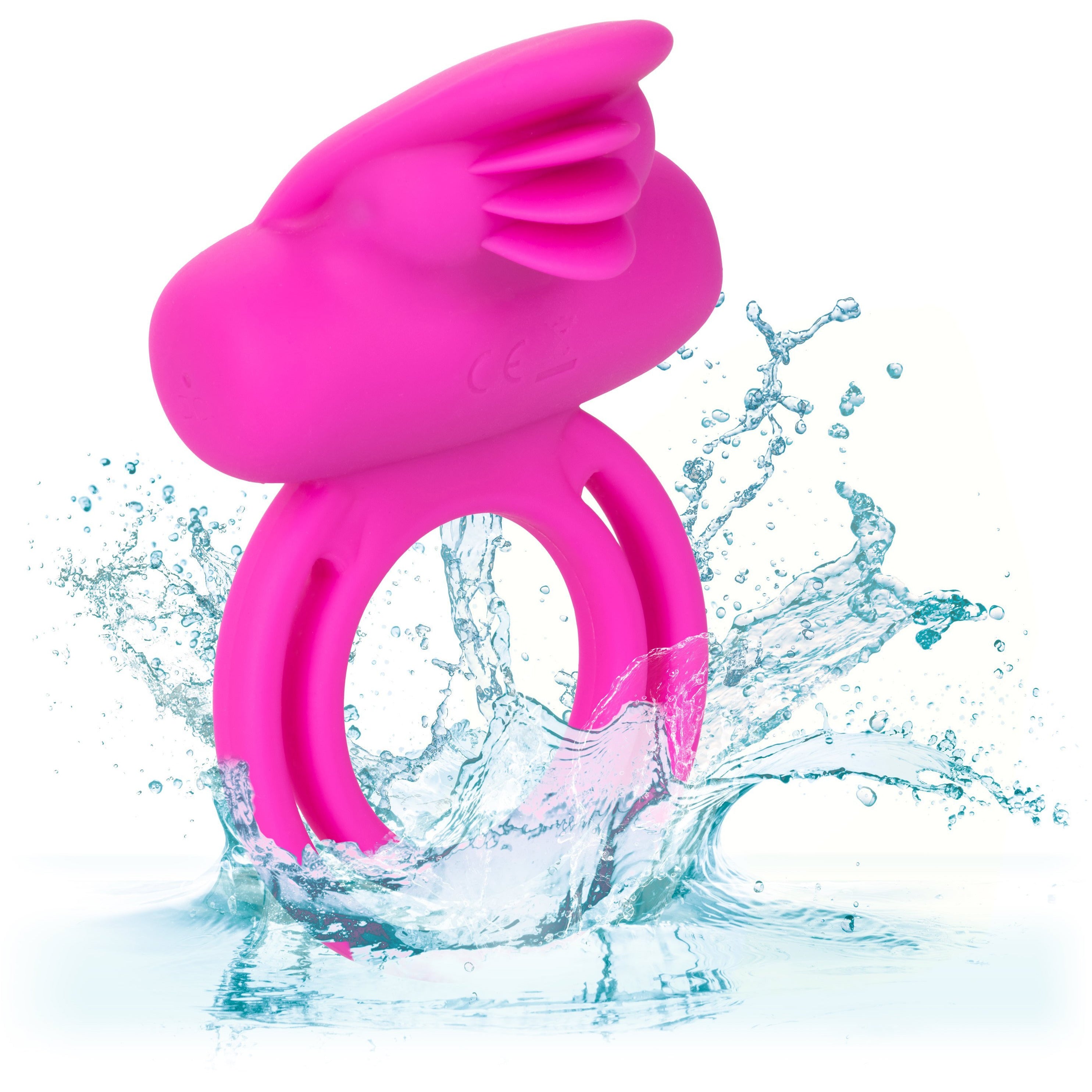 CALEXOTICS® - Silicone Rechargeable Dual Clit Flicker Vibrating Cock Ring - Pink