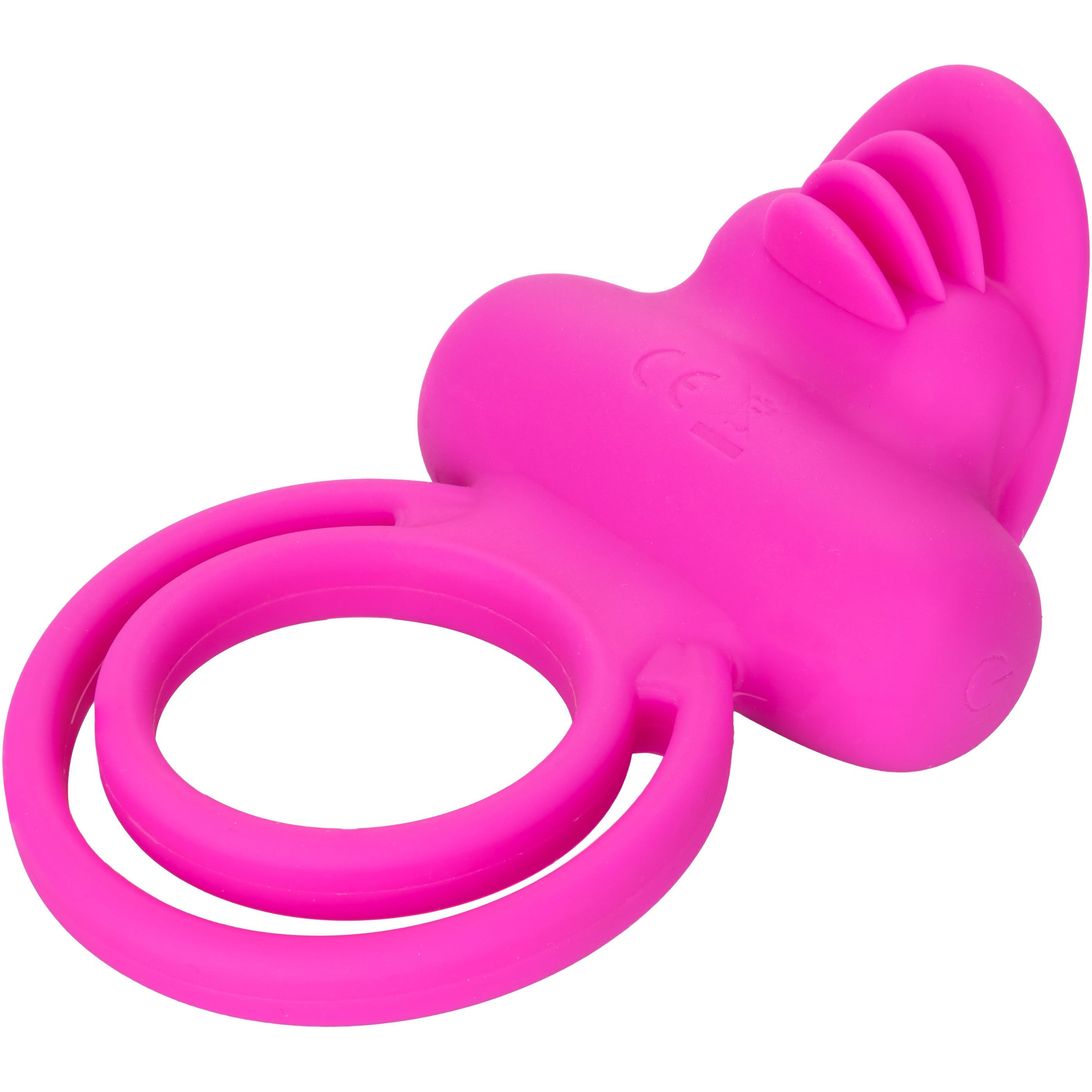 CALEXOTICS® - Silicone Rechargeable Dual Clit Flicker Vibrating Cock Ring - Pink