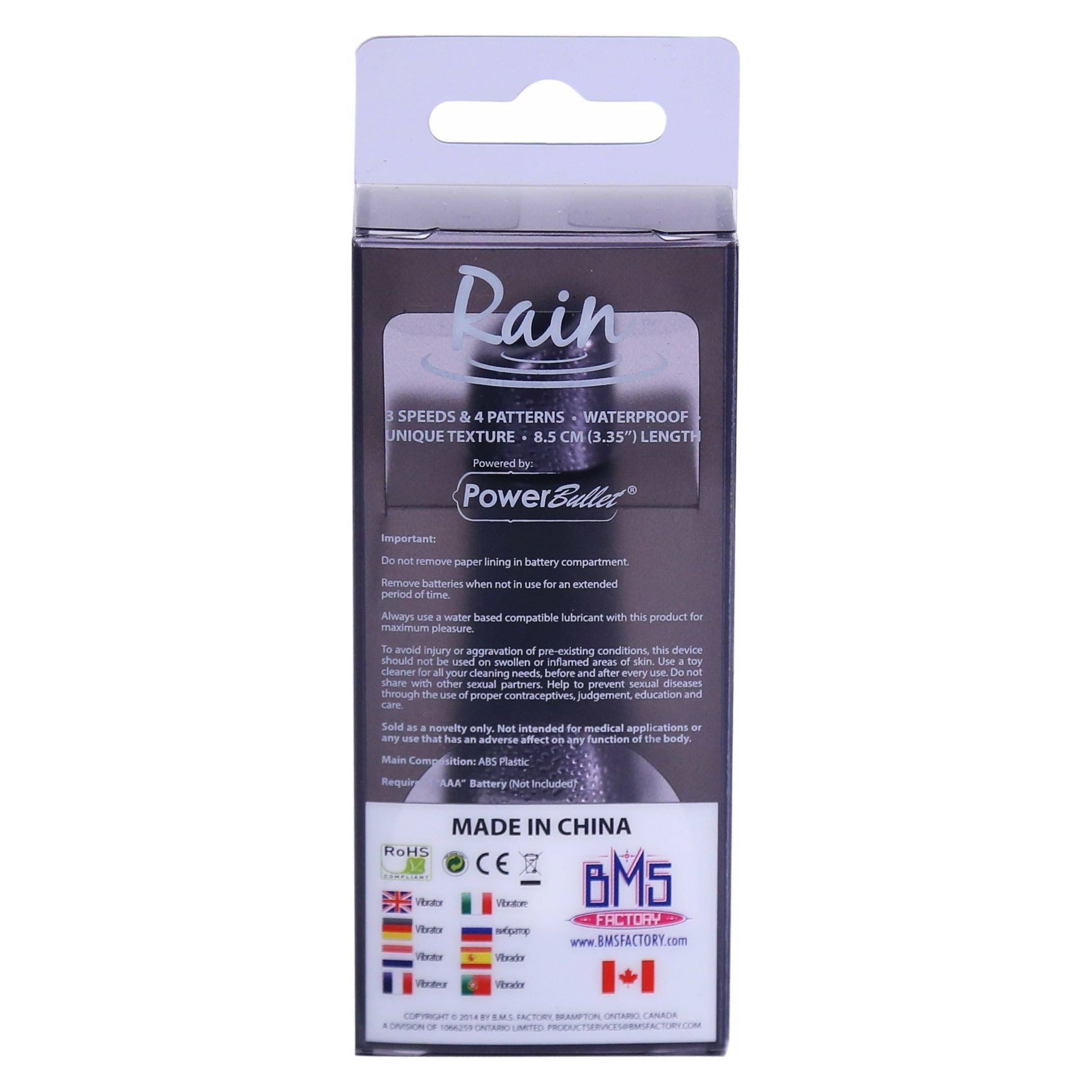 PowerBullet - Rain Bullet Vibrator - Battery Operated - Silver