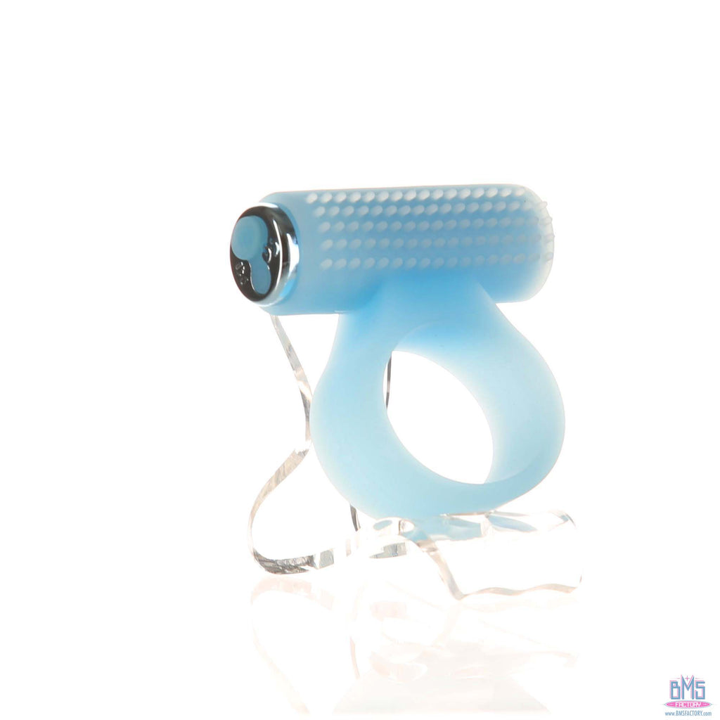 PowerBullet - Cosmic Ring - Anneau vibrant pour pénis - Bleu phosphorescent