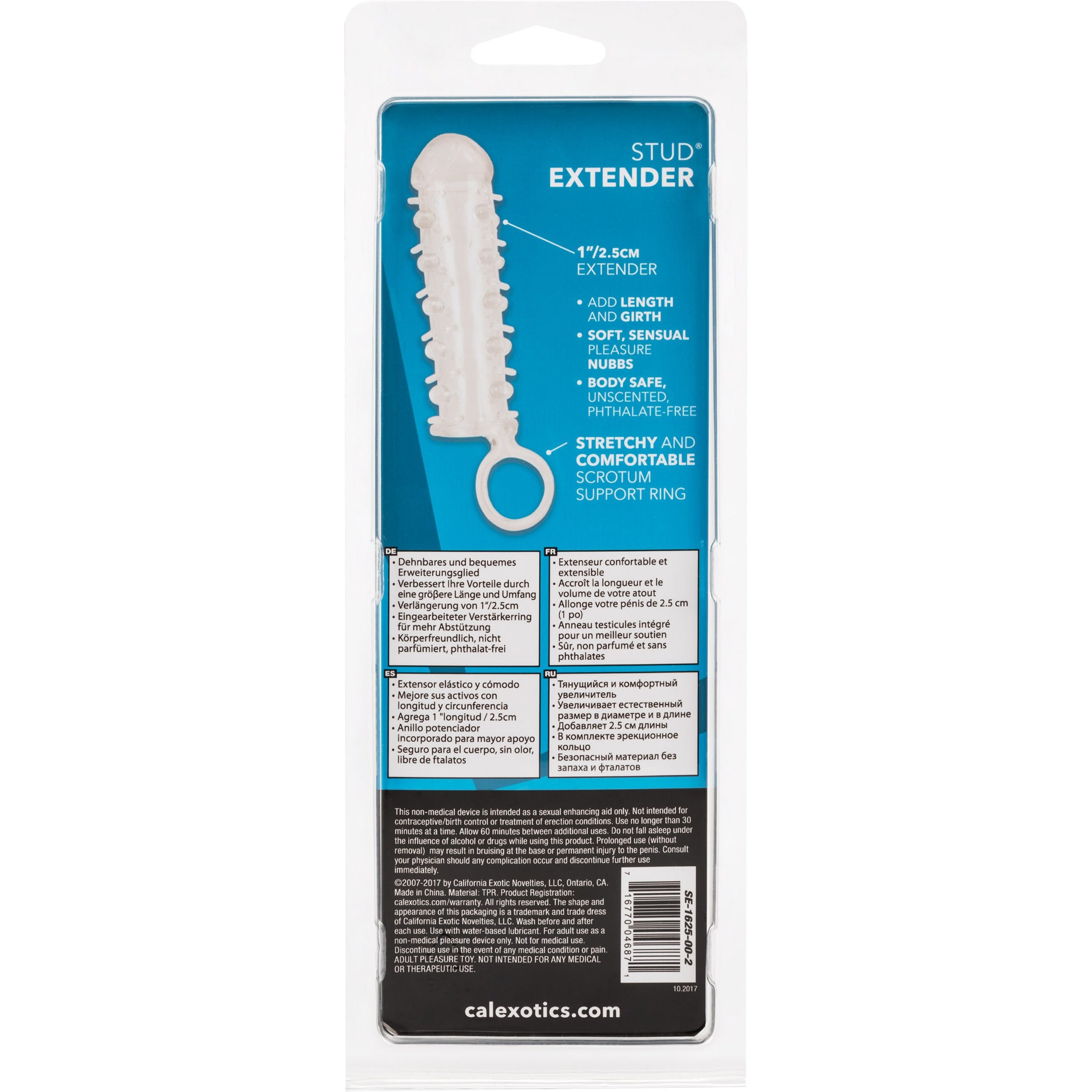 CALEXOTICS® - STUD EXTENDER with Support Ring - 1" / 2.5 cm - Clear