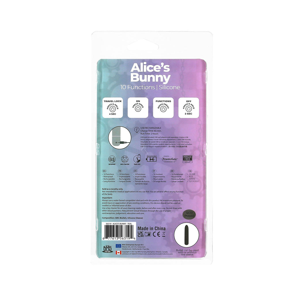 BMS - Le Lapin d'Alice - Balle rechargeable avec manchon lapin amovible - Bleu sarcelle