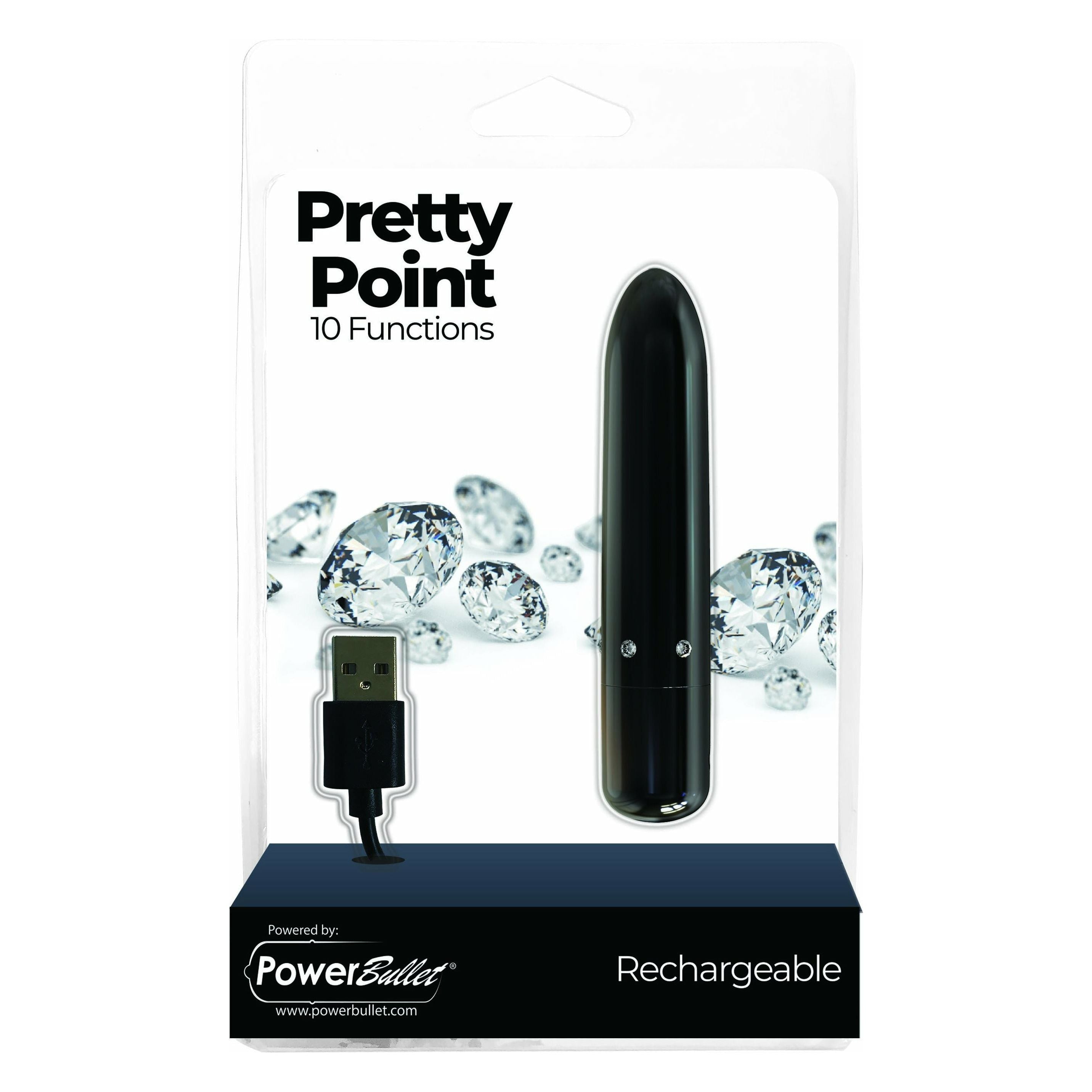 PowerBullet - Pretty Point - Bullet Vibrator - Rechargeable - Black