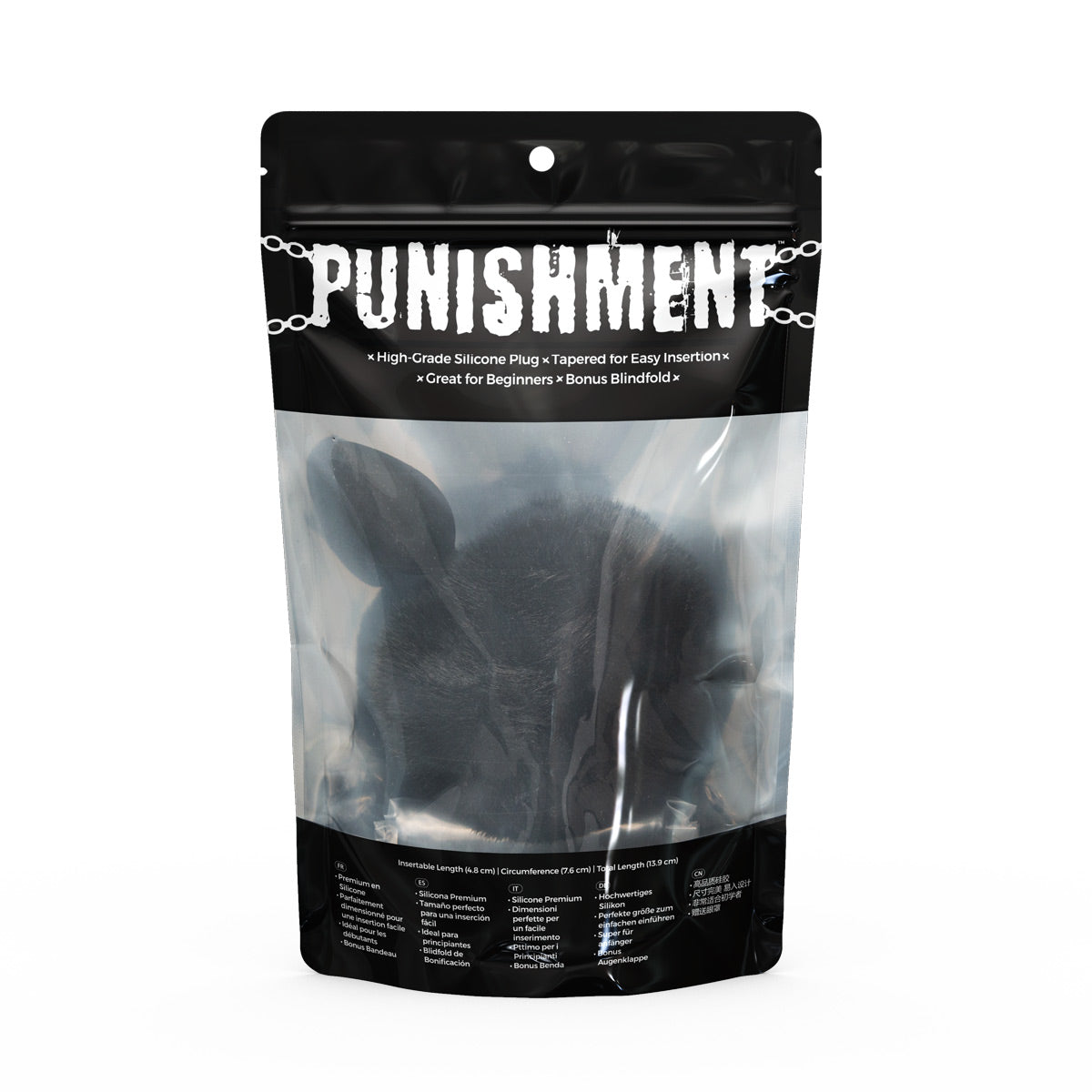 Punition - Plug anal en silicone Bunny Tail - Noir