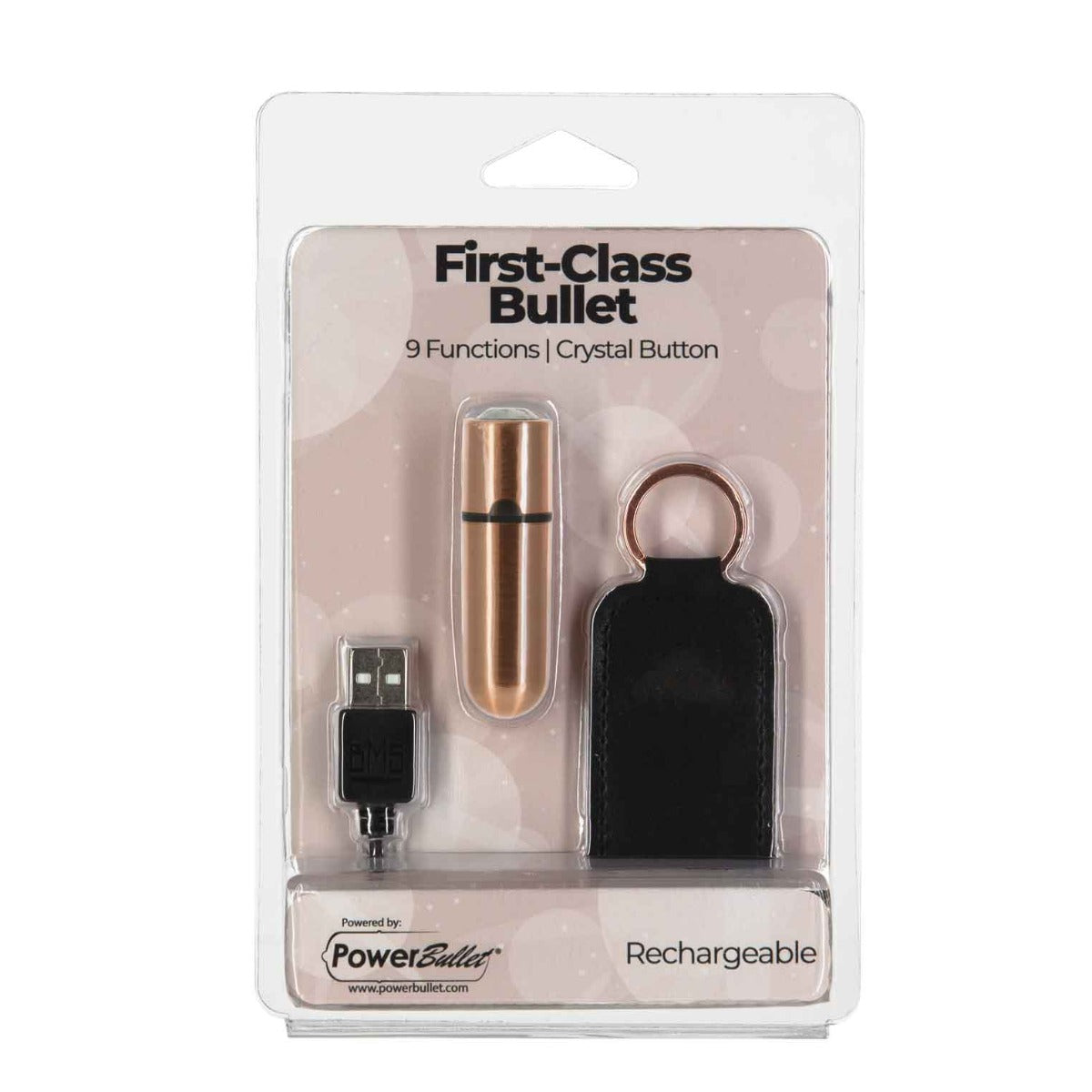 BMS - First-Class Bullet - 2.5" Bullet Vibrator with Key Chain Pouch - Rose Gold
