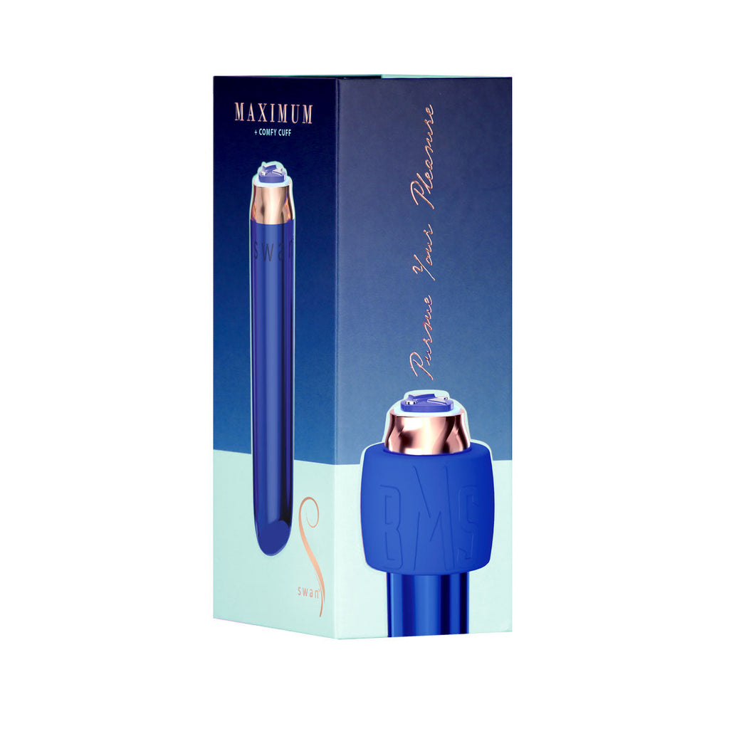 Swan - Vibrateur à balles maximales + manchette confortable en silicone - Bleu