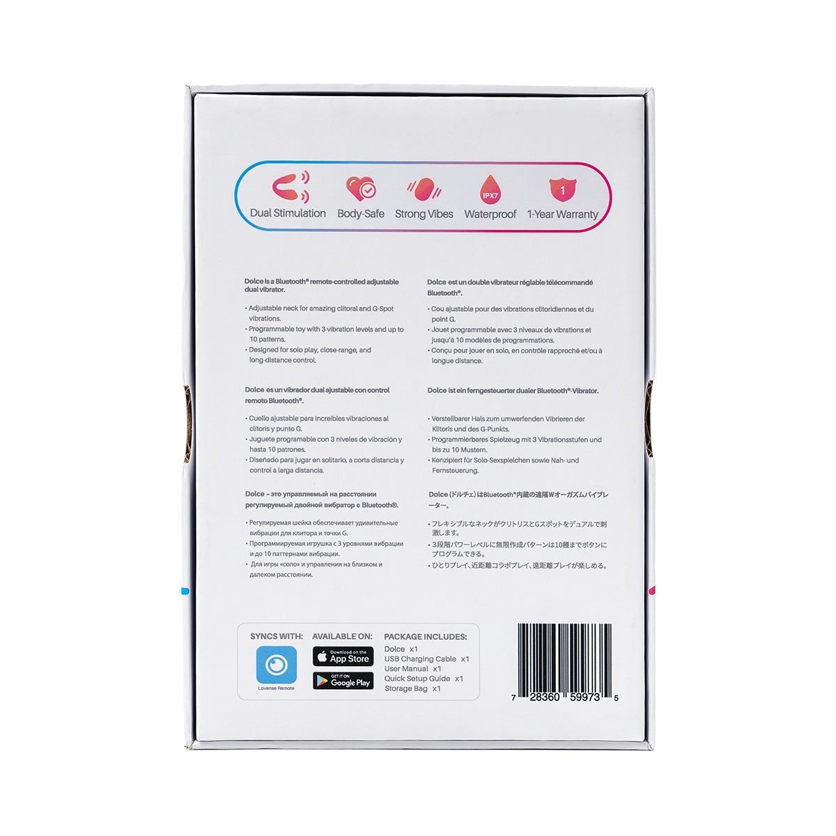Lovense - Dolce Bluetooth Adjustable Dual Vibrator
