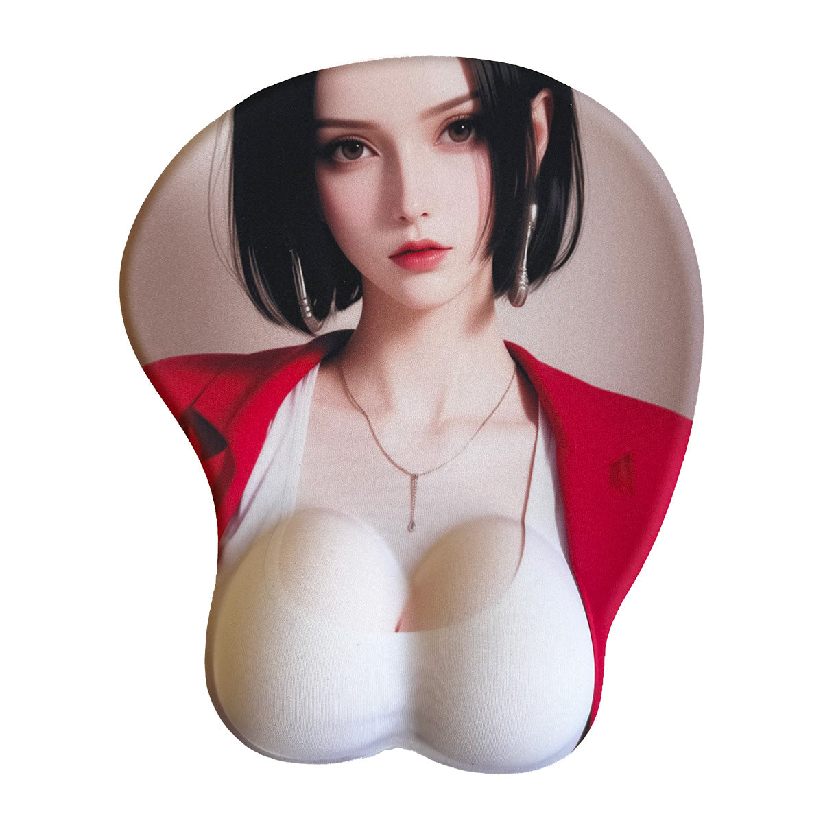 Tapis de souris Anime – Brune, haut blanc et veste rouge