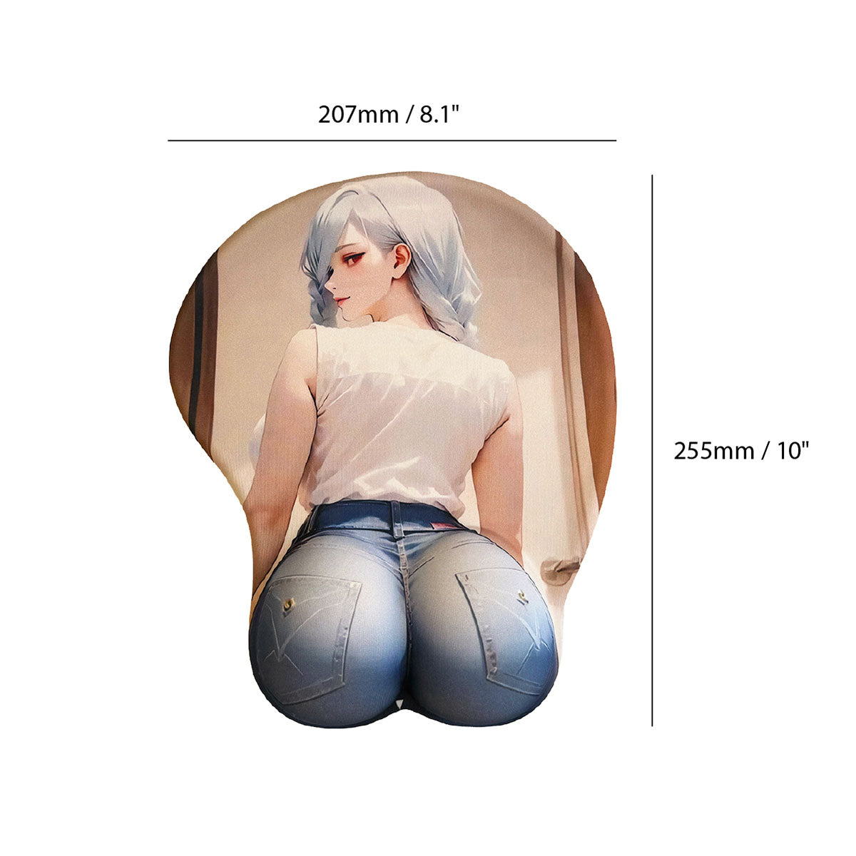 Tapis de souris Anime – Blonde aux cheveux gris en jean bleu