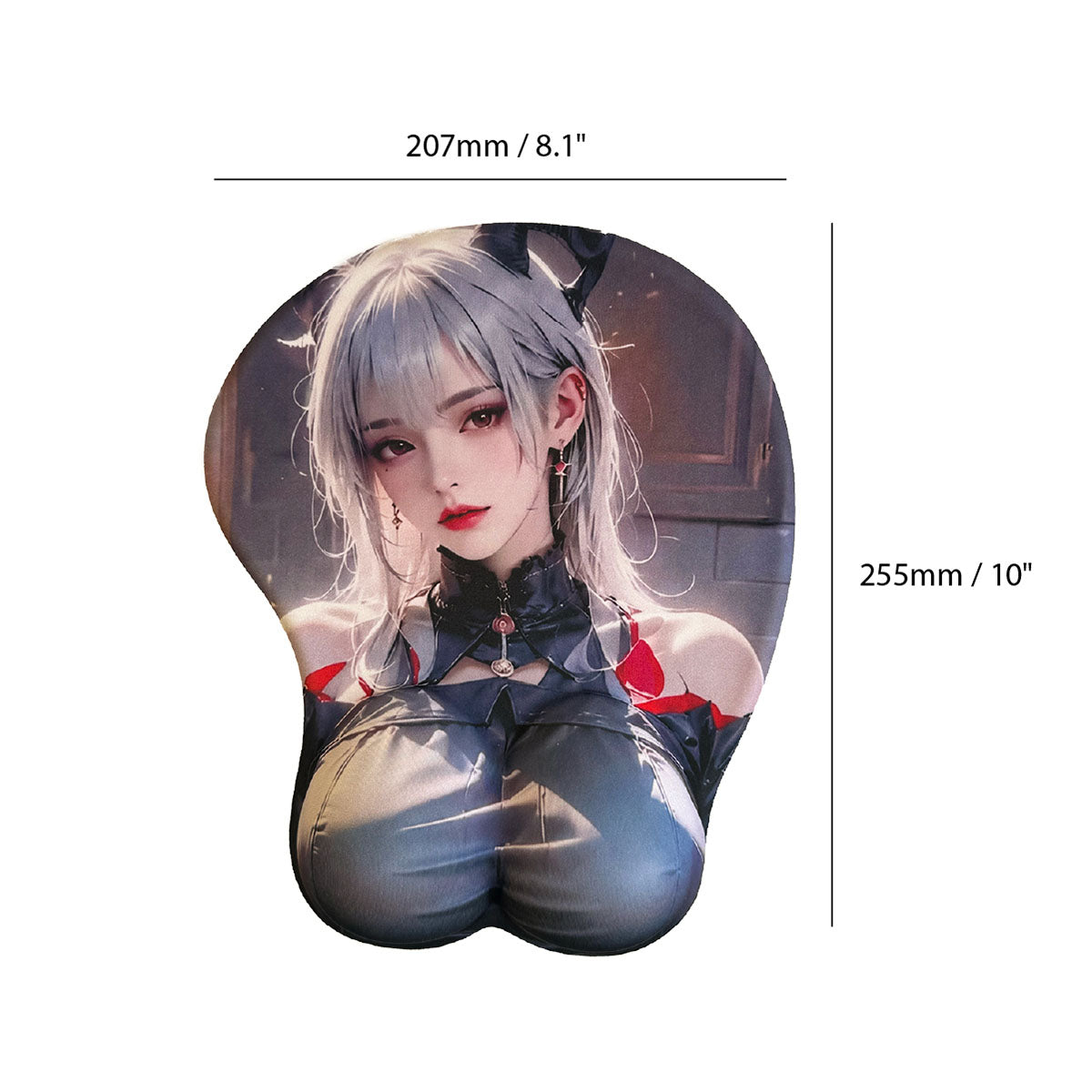 Tapis de souris Anime – Fille Anime aux Cheveux Gris et Haut Bleu
