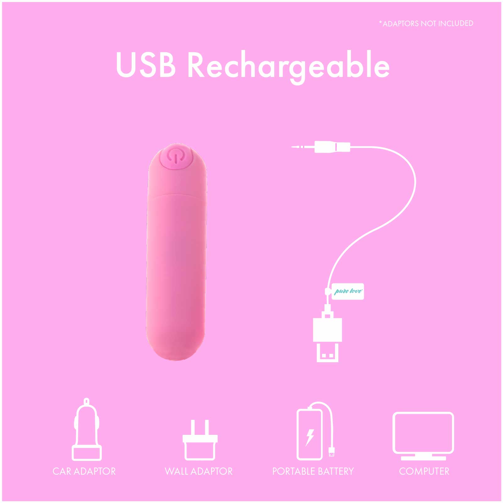Pure Love® - Balle vibrante rechargeable avec étui en silicone - Rose