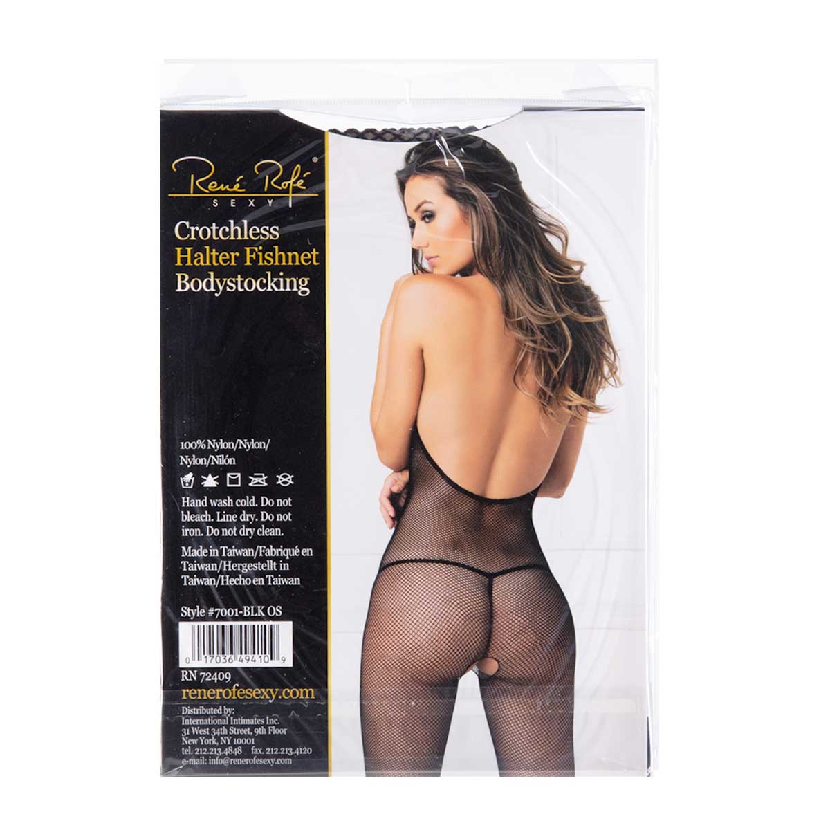 René Rofé – Bas résille caraco body sans entrejambe – Noir