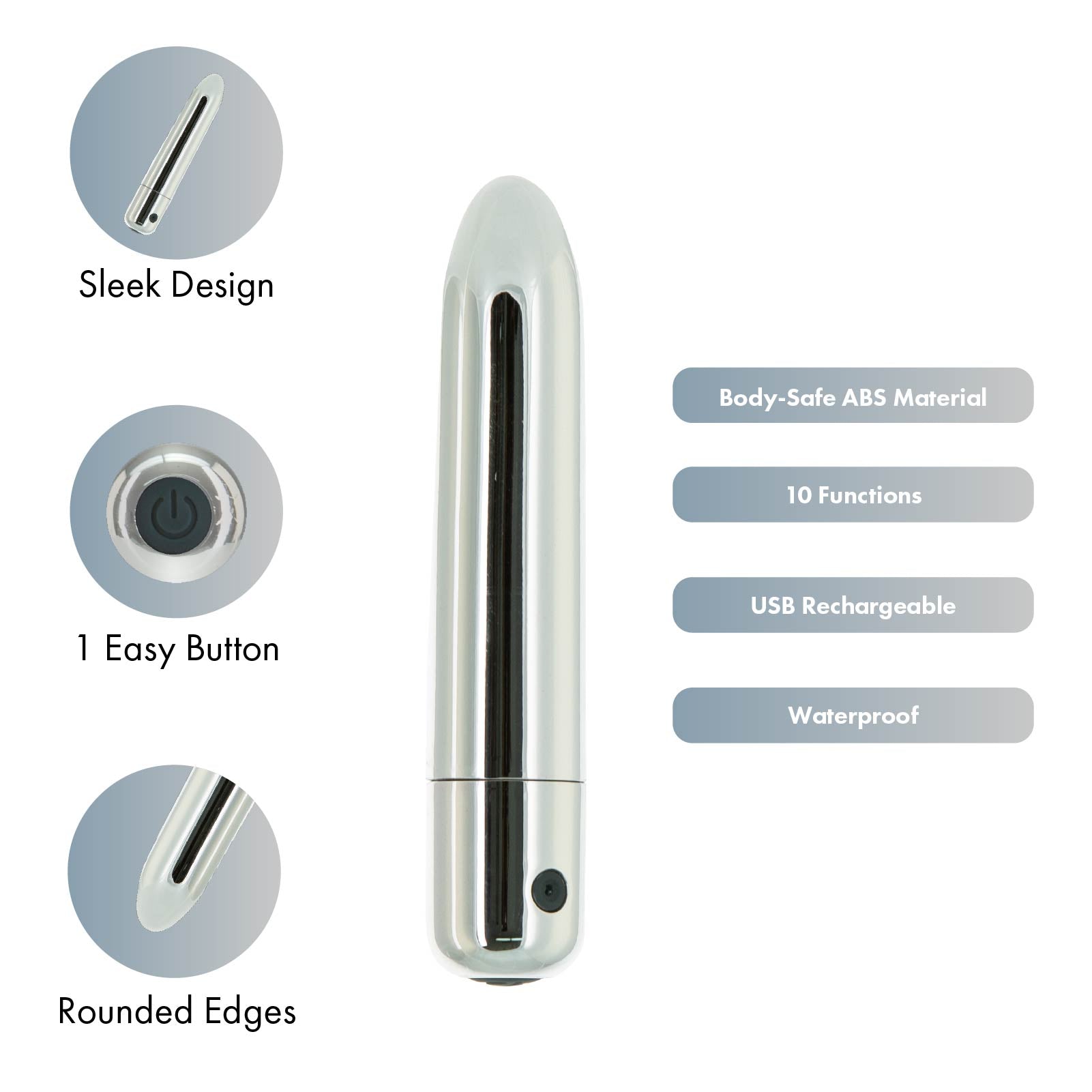 Pure Love® - Balle vibrante rechargeable Platinum de 10 cm