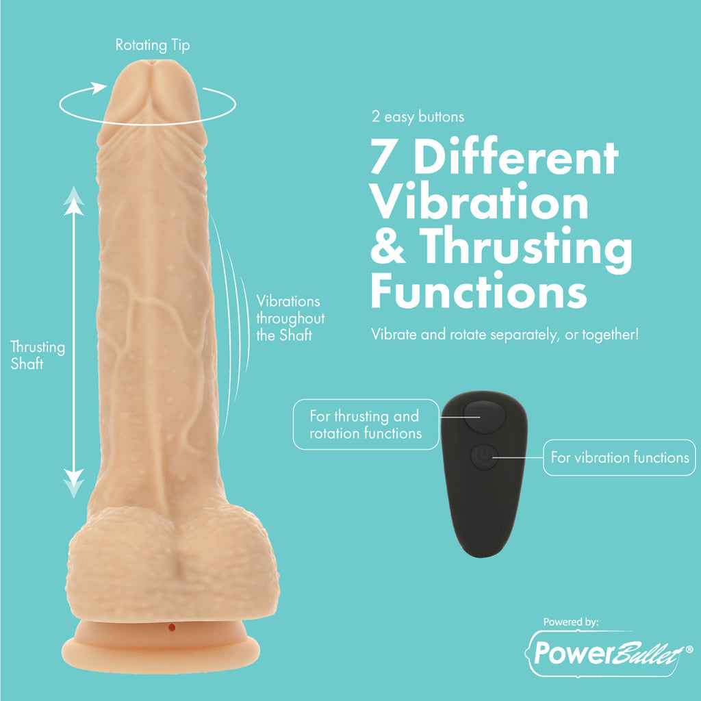 Pure Love® - Crazy Guy – Pénis Rotatif, Vibrant et Pénétrant de 7,5 pouces