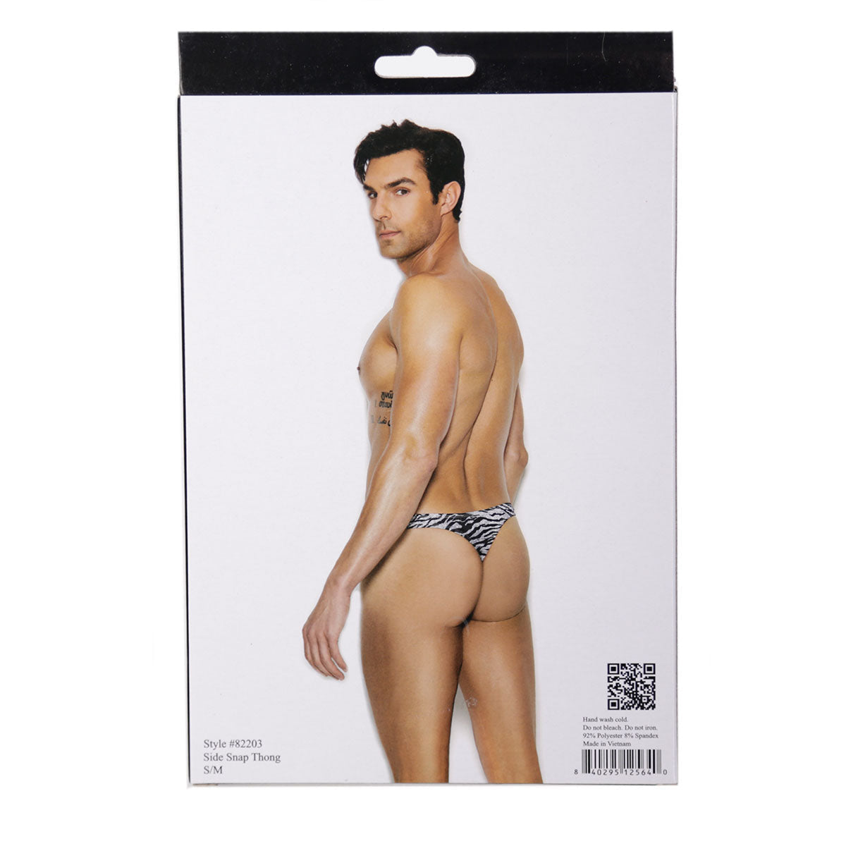Elegant Moments - Raah - String pour hommes avec fermeture à boutons-pression latéraux - Zèbre - S/M