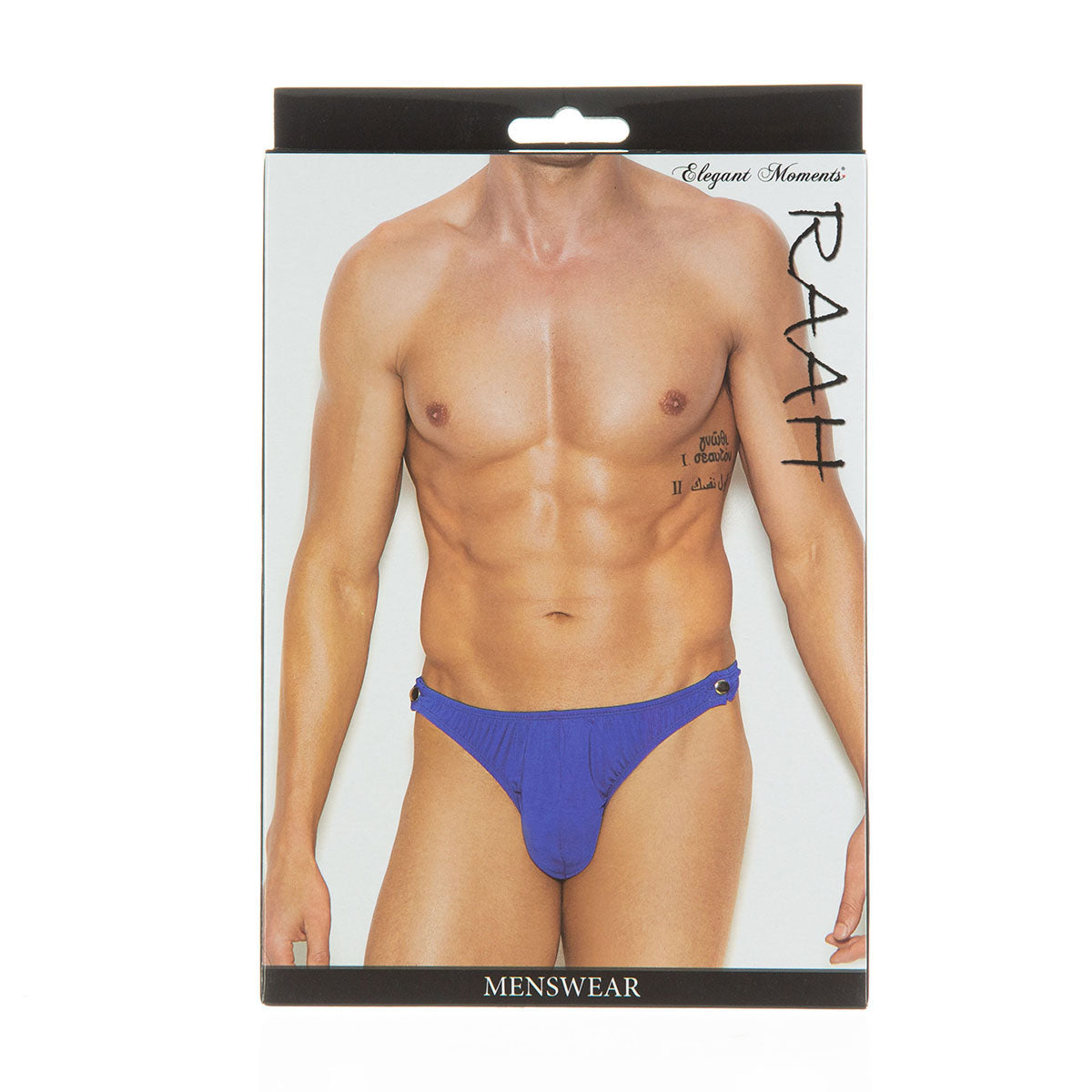 Elegant Moments – The Vivace Collection Raah – Men’s Side Snap Closure Thong - Blue - L/XL