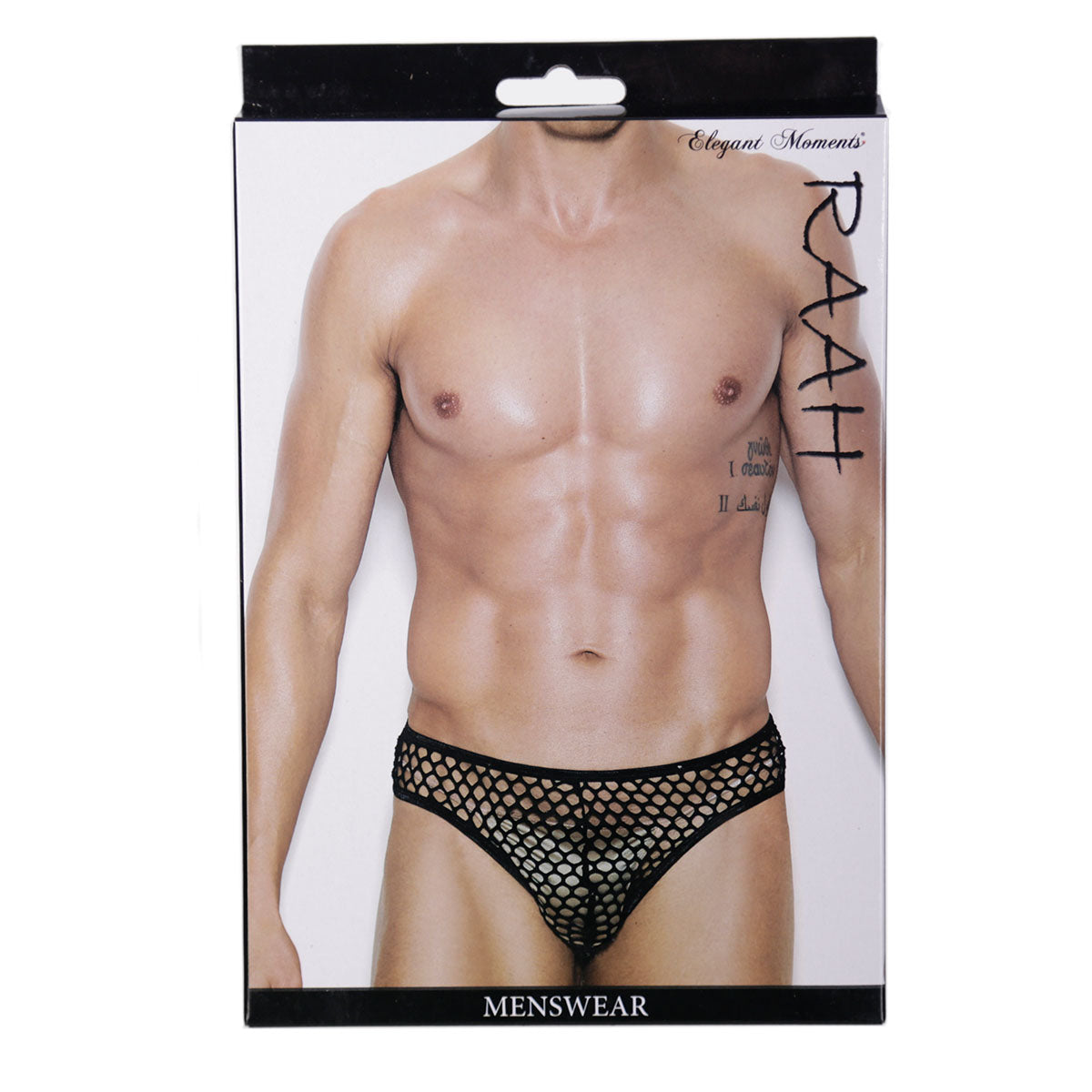 Elegant Moments - Raah – Men's Fishnet Thong-Back Brief - Black - S/M