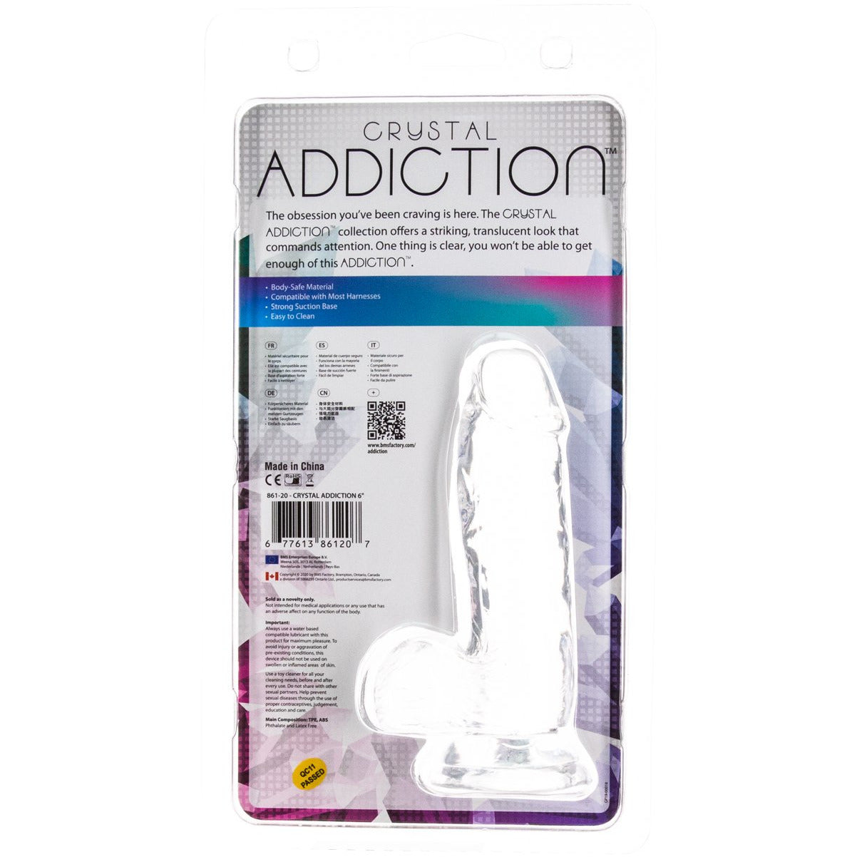 Addiction - Crystal Addiction - Clear 6" Dildo with Balls