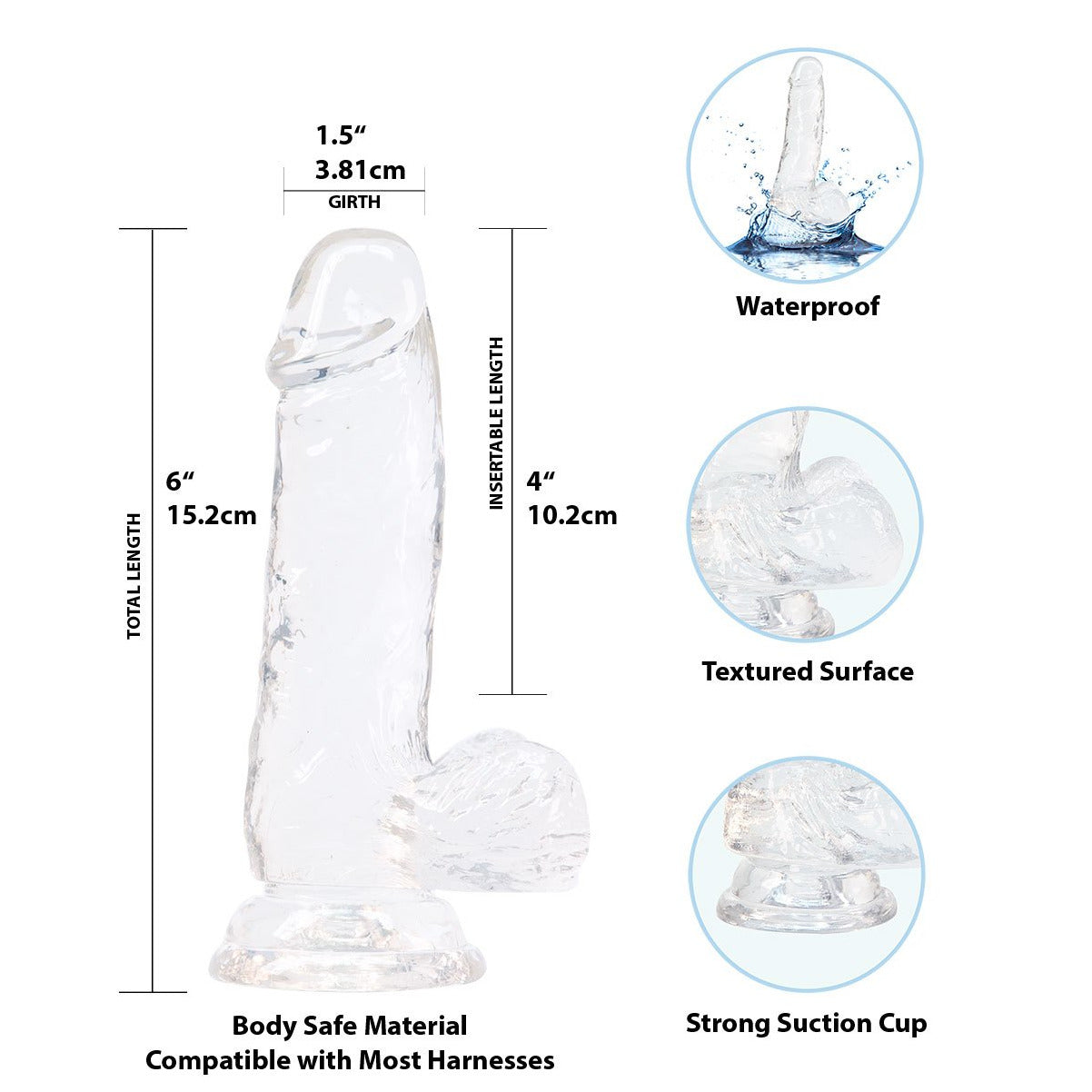 Addiction - Crystal Addiction - Clear 6" Dildo with Balls