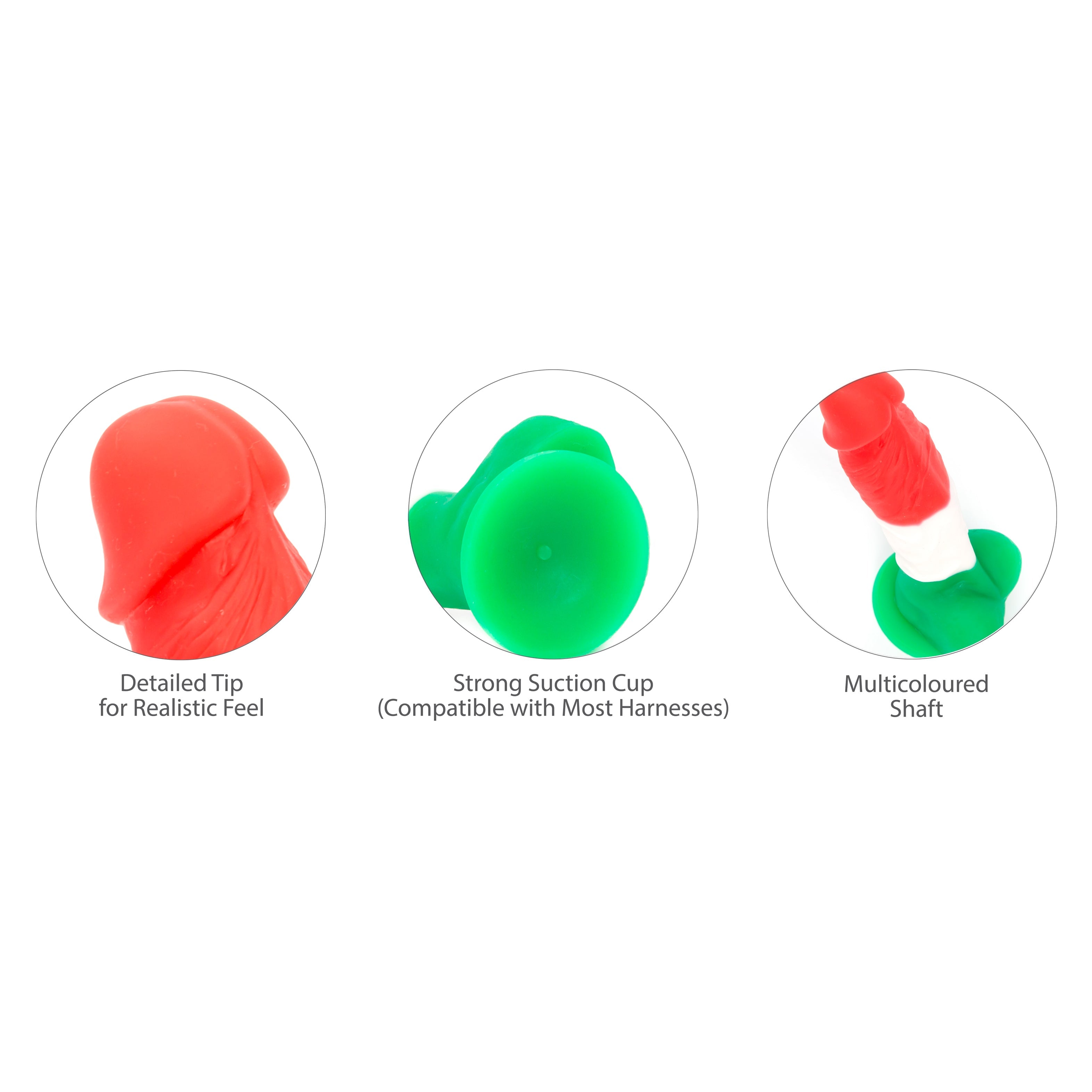 Pure Love® - Godemichet réaliste tricolore avec base à ventouse – 17,8 cm