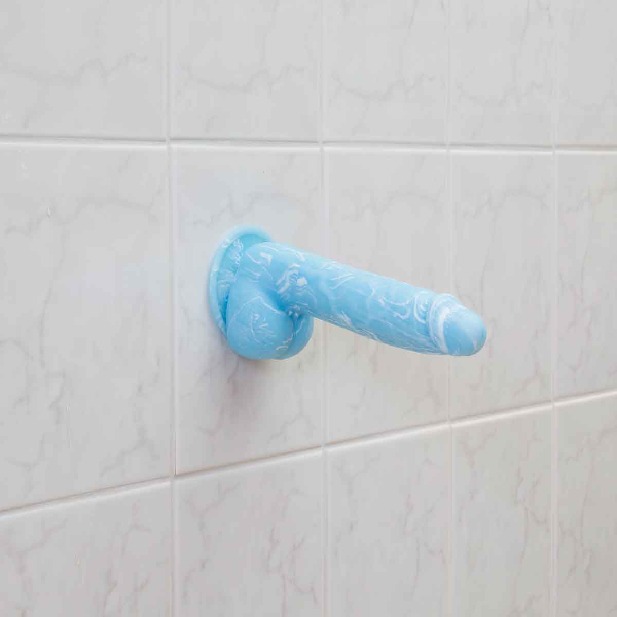 Addiction - Luke 7.5" Glow-in-the-Dark Dildo With Balls - Blue