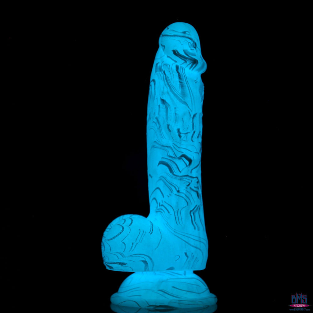 ADDICTION - Luke Glow in the Dark Dildo With Balls - 7.5" - Blue