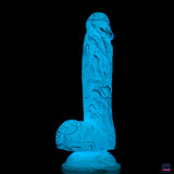 ADDICTION - Luke Glow in the Dark Dildo With Balls - 7.5" - Blue