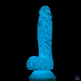 ADDICTION - Luke Glow in the Dark Dildo With Balls - 7.5" - Blue