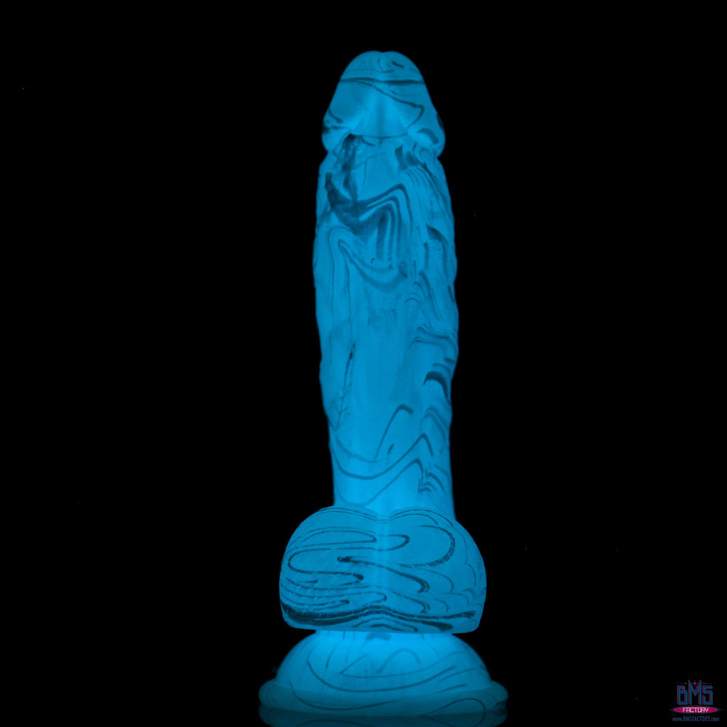 ADDICTION - Luke Glow in the Dark Dildo With Balls - 7.5" - Blue