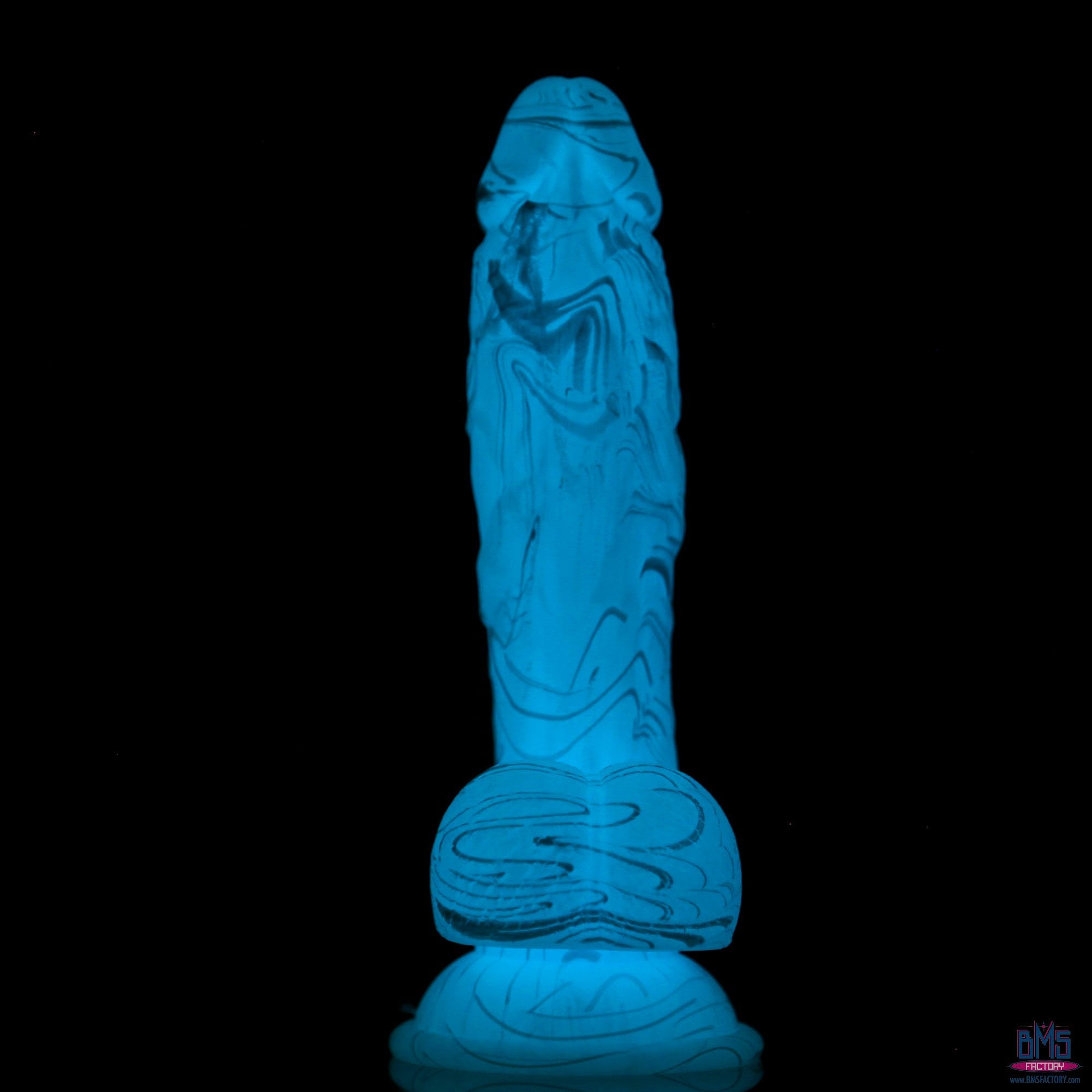 ADDICTION - Luke Glow in the Dark Dildo With Balls - 7.5" - Blue