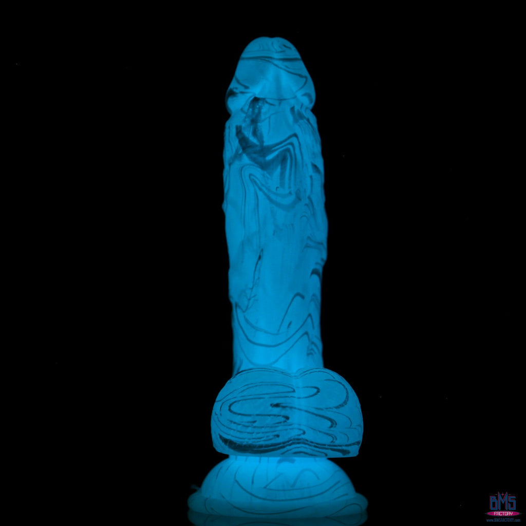 ADDICTION - Luke Glow in the Dark Dildo With Balls - 7.5" - Blue