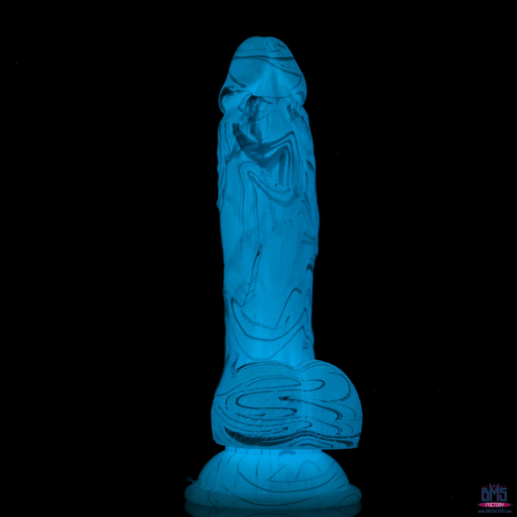 ADDICTION - Luke Glow in the Dark Dildo With Balls - 7.5" - Blue